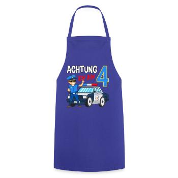 4. Geburtstag Polizei Auto 4 Jahre alt Polizist - Kochschürze - Royalblau - Vorne - AI Model Male 185 dark (185cm)