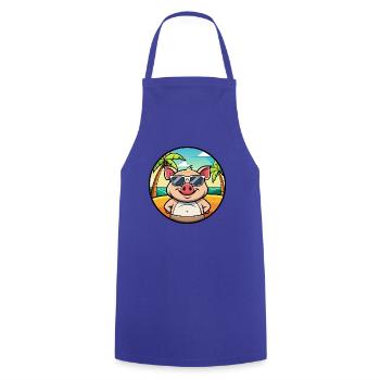 Cochon Drôle Dessin Animé Plage D’été Lunettes De Soleil Autocollant - Tablier de cuisine - bleu royal - Devant - AI Model Male 185 dark (185cm)