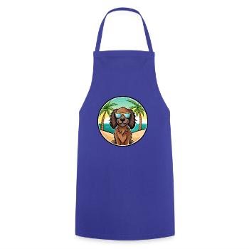 Deutsch Langhaar Vorstehhund Rasse Cartoon Strand - Kochschürze - Royalblau - Vorne - AI Model Male 185 dark (185cm)