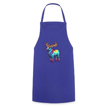 Karibu buntes Aquarell Cartoon Kawaii Tier - Kochschürze - Royalblau - Vorne - AI Model Male 185 dark (185cm)