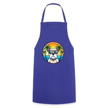 Bouledogue américain race dessin animé lunettes de soleil plage - Tablier de cuisine - bleu royal - Devant - AI Model Male 185 dark (185cm)