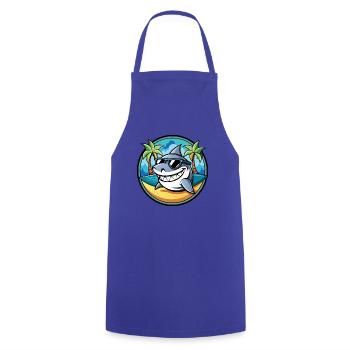 Shark Funny Cartoon Summer Beach Sunglasses Cool - Cooking Apron - royal blue - Front - AI Model Male 185 dark (185cm)