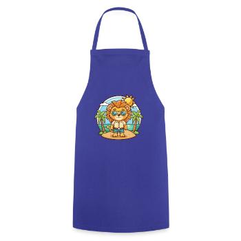 Lion Funny Cartoon Summer Beach Sunglasses - Cooking Apron - royal blue - Front - AI Model Male 185 dark (185cm)