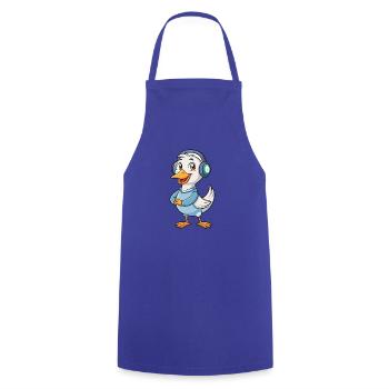 Gans Lustige Zeichentrickfigur Kopfhörer Musik - Kochschürze - Royalblau - Vorne - AI Model Male 185 dark (185cm)