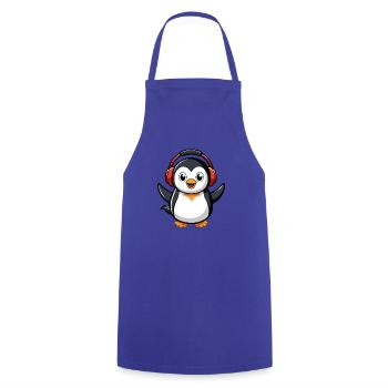 Pinguin Lustige Zeichentrickfigur Kopfhörermusik - Kochschürze - Royalblau - Vorne - AI Model Male 185 dark (185cm)