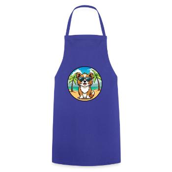 Tibetischer Spaniel Hund Rasse Cartoon Sonnenbrille Strand - Kochschürze - Royalblau - Vorne - AI Model Male 185 dark (185cm)