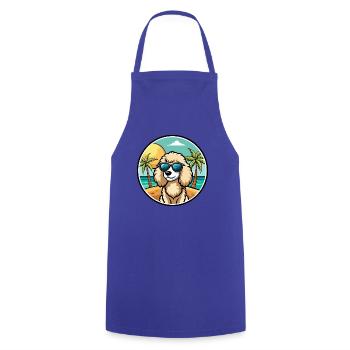 Pudel Hund Rasse Cartoon Sonnenbrille Strand - Kochschürze - Royalblau - Vorne - AI Model Male 185 dark (185cm)
