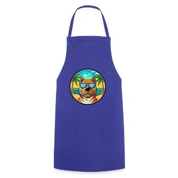Perro De Presa Canario Hunderasse Cartoon Strand - Kochschürze - Royalblau - Vorne - AI Model Male 185 dark (185cm)