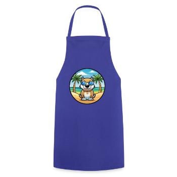 Milieu Asiatique Ovtcharka Chien Race Dessin Animé Plage - Tablier de cuisine - bleu royal - Devant - AI Model Male 185 dark (185cm)