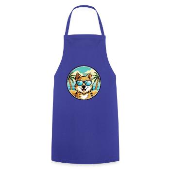Deutscher Spitz Hund Rasse Cartoon Sonnenbrille Strand - Kochschürze - Royalblau - Vorne - AI Model Male 185 dark (185cm)