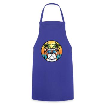 Bouledogue anglais race dessin animé lunettes de soleil plage - Tablier de cuisine - bleu royal - Devant - AI Model Male 185 dark (185cm)