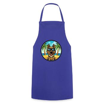 Black Tan Dog Breed Cartoon Sunglasses Beach - Cooking Apron - royal blue - Front - AI Model Male 185 dark (185cm)