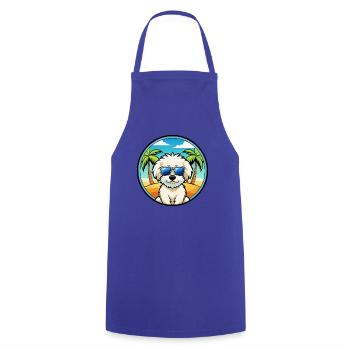 Bichon frisé race de chien dessin animé lunettes de soleil plage - Tablier de cuisine - bleu royal - Devant - AI Model Male 185 dark (185cm)