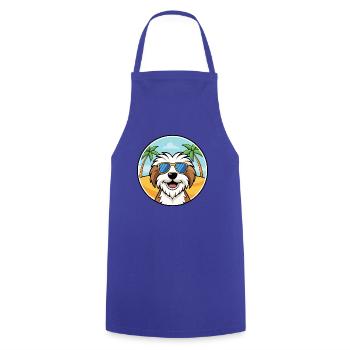 Tibet Terrier Hund Rasse Cartoon Sonnenbrille Strand - Kochschürze - Royalblau - Vorne - AI Model Male 185 dark (185cm)