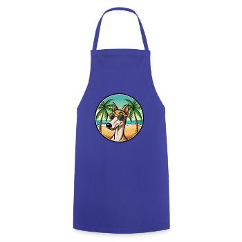 Alter kroatischer Windhund Hunderasse Cartoon Strand - Kochschürze - Royalblau - Vorne - AI Model Male 185 dark (185cm)