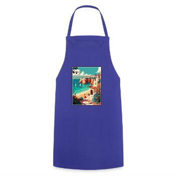 Lagos Portugal Vintage Reiseposter WPA Souvenir - Kochschürze - Royalblau - Vorne - AI Model Male 185 dark (185cm)