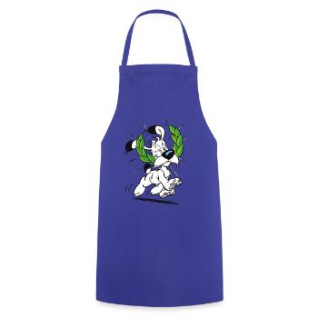 Asterix & Obelix Idefix Mit Lorbeerkranz - Kochschürze - Royalblau - Vorne - AI Model Male 185 dark (185cm)