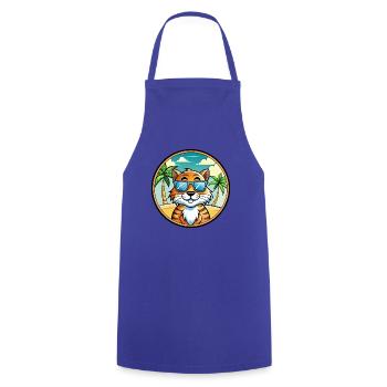 Tiger Cat Breed Cartoon Sunglasses Beach - Cooking Apron - royal blue - Front - AI Model Male 185 dark (185cm)