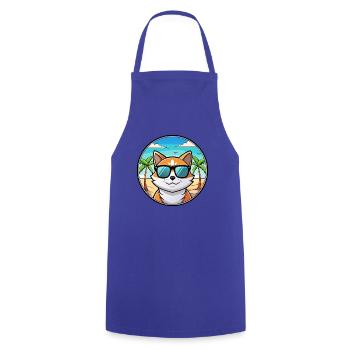 Lunettes de soleil de dessin animé de race de chat calicot dilué plage - Tablier de cuisine - bleu royal - Devant - AI Model Male 185 dark (185cm)