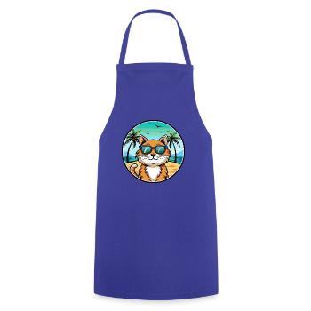 California Spangled Cat Breed Cartoon Sunglasses - Cooking Apron - royal blue - Front - AI Model Male 185 dark (185cm)