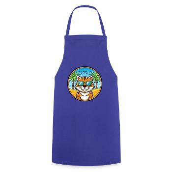 Tiger Cat Breed Cartoon Sunglasses Beach - Cooking Apron - royal blue - Front - AI Model Male 185 dark (185cm)