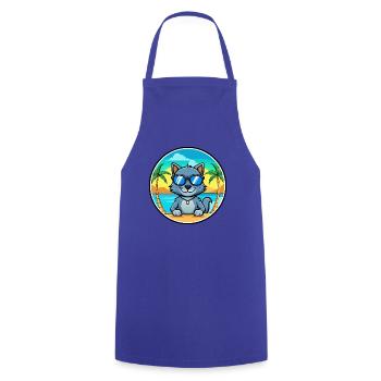 Russische blaue Katzenrasse Cartoon Sonnenbrille Strand - Kochschürze - Royalblau - Vorne - AI Model Male 185 dark (185cm)