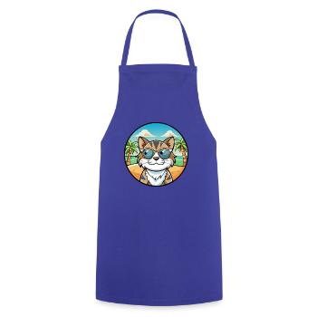 Lunettes de soleil de dessin animé de race de chat calicot dilué plage - Tablier de cuisine - bleu royal - Devant - AI Model Male 185 dark (185cm)