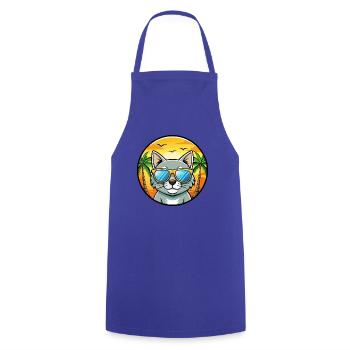 Chartreux Katzenrasse Cartoon Sonnenbrille Strand - Kochschürze - Royalblau - Vorne - AI Model Male 185 dark (185cm)
