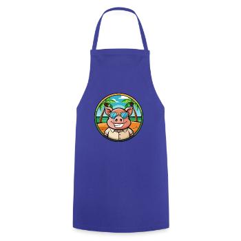 Schwein lustige Cartoon Sommer Strand Sonnenbrille Aufkleber - Kochschürze - Royalblau - Vorne - AI Model Male 185 dark (185cm)