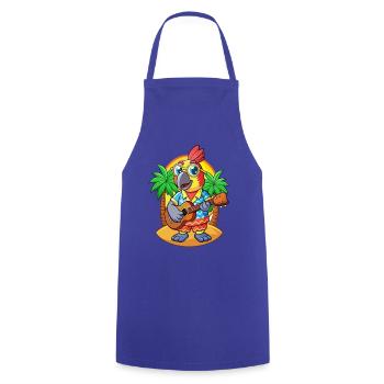Drôle de perroquet d’été plage lunettes de soleil hawaïenne - Tablier de cuisine - bleu royal - Devant - AI Model Male 185 dark (185cm)