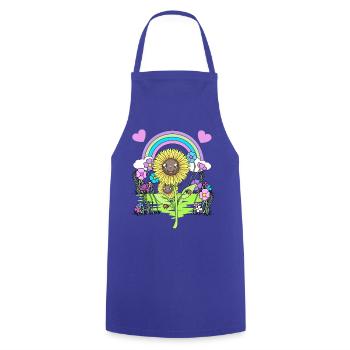 Sonnenblume Sonnenblumen Blume Blumen - Kochschürze - Royalblau - Vorne - AI Model Male 185 dark (185cm)