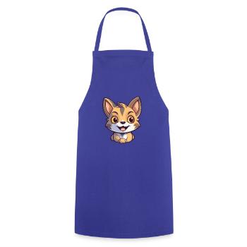 Pixie Bob Katze Cartoon Aquarell Illustration - Kochschürze - Royalblau - Vorne - AI Model Male 185 dark (185cm)