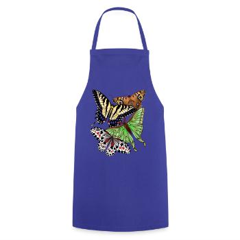Schmetterlinge bunt - Kochschürze - Royalblau - Vorne - AI Model Male 185 dark (185cm)