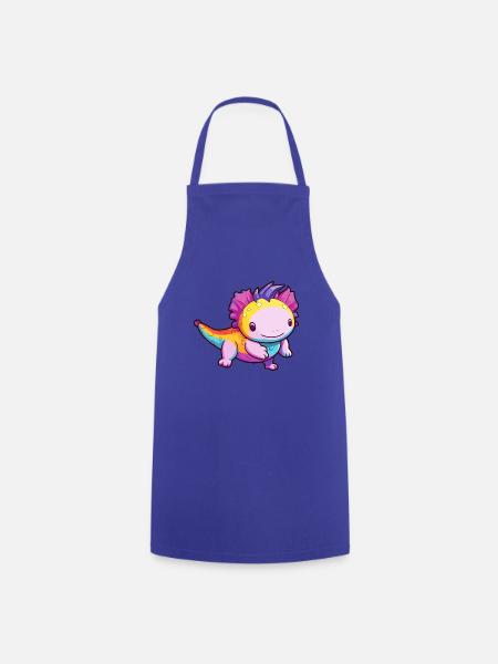Axolotl Buntes Aquarell Cartoon Kawaii Tier - Kochschürze - Royalblau