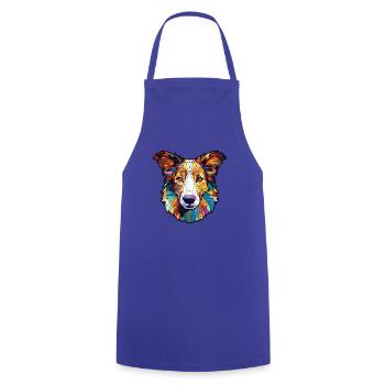 Scotch Collie Hunderasse Aquarell Illustration - Kochschürze - Royalblau - Vorne - AI Model Male 185 dark (185cm)