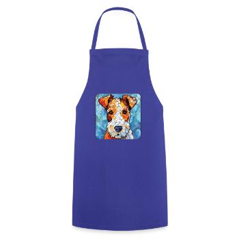Draht Foxterrier Hunderasse Aquarell Illustration - Kochschürze - Royalblau - Vorne - AI Model Male 185 dark (185cm)