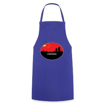 Chengdu-China-Flaggen-Skyline-Schattenbild-Reise - Kochschürze - Royalblau - Vorne - AI Model Male 185 dark (185cm)