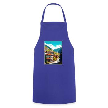 Artvin Türkei Vintage Reiseposter WPA Souvenir - Kochschürze - Royalblau - Vorne - AI Model Male 185 dark (185cm)