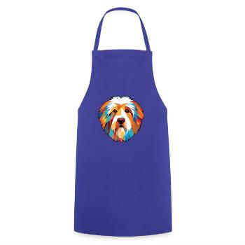 Katalanischer Schäferhund Hund Rasse Aquarell Illustration - Kochschürze - Royalblau - Vorne - AI Model Male 185 dark (185cm)