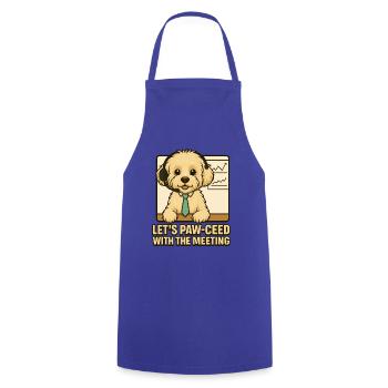 Let’s Paw-ceed – Maltipoo Meeting Design - Kochschürze - Royalblau - Vorne - AI Model Male 185 dark (185cm)