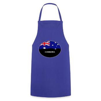 Canberra-Australien-Flaggen-Skyline-Schattenbild-Reise - Kochschürze - Royalblau - Vorne - AI Model Male 185 dark (185cm)