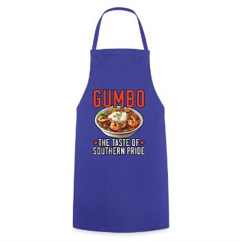Gumbo-Liebhaber Foodie Louisiana Essen Cajun-Küche - Kochschürze - Royalblau - Vorne - AI Model Male 185 dark (185cm)