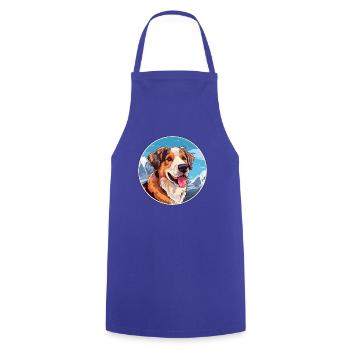 Akbash Hunderasse Karikatur Kawaii Aquarell - Kochschürze - Royalblau - Vorne - AI Model Male 185 dark (185cm)