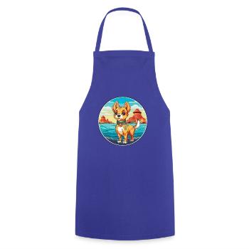 Chinesische kaiserliche hunderasse cartoon kawaii clipart - Kochschürze - Royalblau - Vorne - AI Model Male 185 dark (185cm)