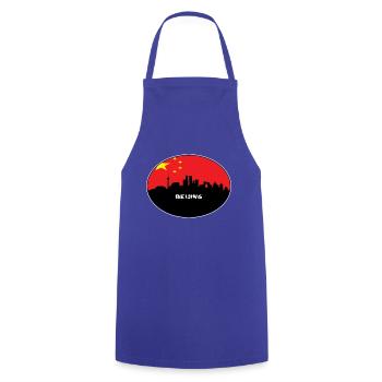 Peking-China-Flaggen-Skyline-Schattenbild-Reise - Kochschürze - Royalblau - Vorne - AI Model Male 185 dark (185cm)