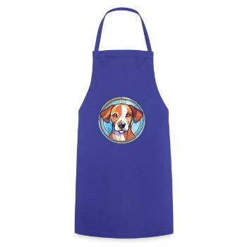 Akbash Hunderasse bunte Aquarell-Illustration - Kochschürze - Royalblau - Vorne - AI Model Male 185 dark (185cm)