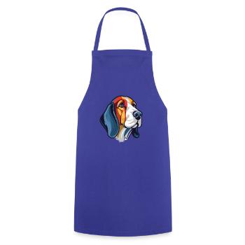 Französischer dreifarbiger Hundehund Rasse Aquarellglas - Kochschürze - Royalblau - Vorne - AI Model Male 185 dark (185cm)
