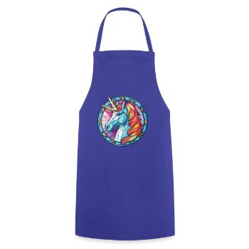 Einhorn-Bunte Aquarell-Tierillustration - Kochschürze - Royalblau - Vorne - AI Model Male 185 dark (185cm)