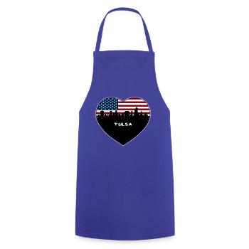 Tulsa Oklahoma USA Flagge Skyline Reise Souvenir - Kochschürze - Royalblau - Vorne - AI Model Male 185 dark (185cm)