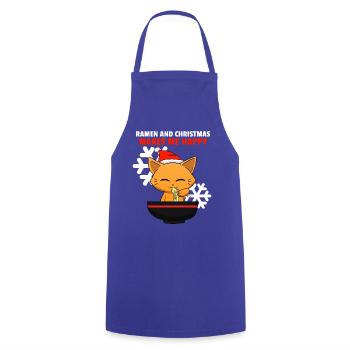 Anime Cat Ramen Christmas Katze Kätzchen Weihnacht - Kochschürze - Royalblau - Vorne - AI Model Male 185 dark (185cm)